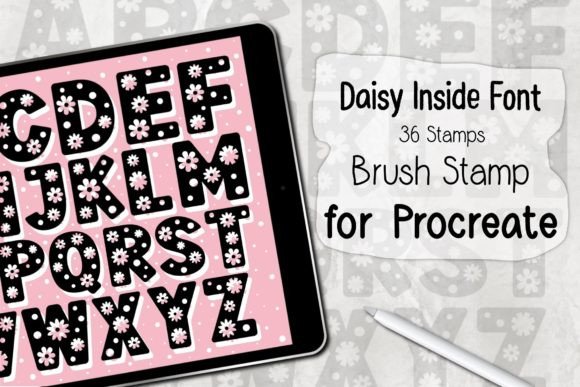 Daisy Inside Font Procreate Brush Stamp