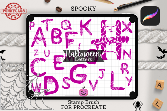 Enhancing Digital Halloween Designs with Procreate Alphabet Stamps