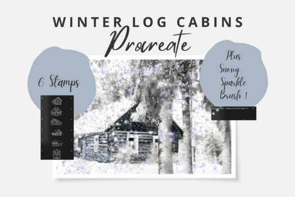 Evaluating Procreate Winter Log Cabin Stamps X 6 for Digital Crafting