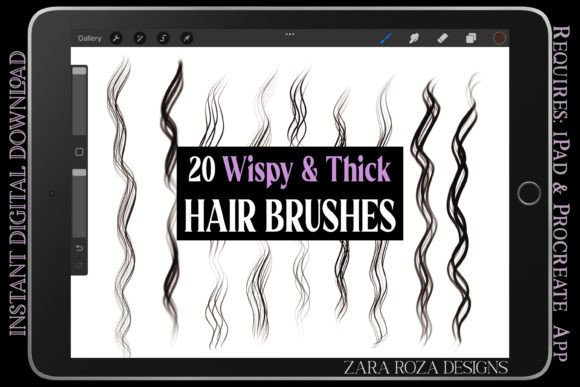 Procreate Wispy Thick Hair Brush Set
