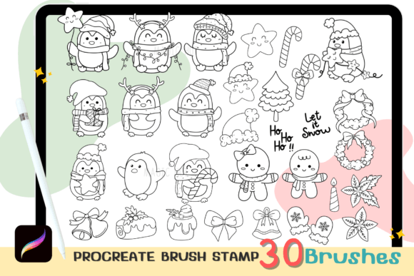 Unlocking Festive Creativity with the Procreate Penguin Brush Stamp Set